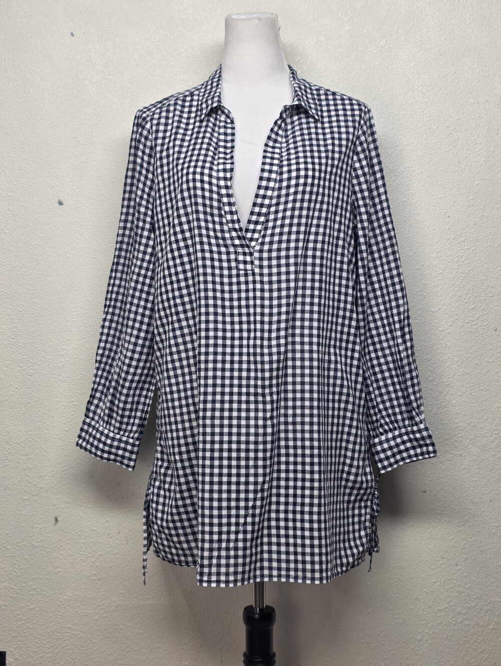 J. Crew Navy and White Gingham Swim Coverup Tunic, Size M - Picture 2 of 8